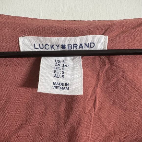 Lucky Brand Women's Long Sleeve V-Neck Tiered Paisley Dress Size Small Terracott - Picture 2 of 7